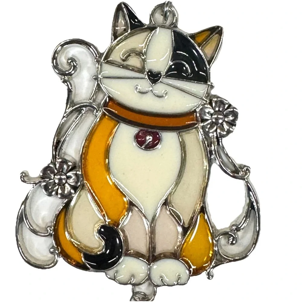 NWT Calico Cat Charm Sun Catcher Mirror Ornament Bag Charm‎ Ganz